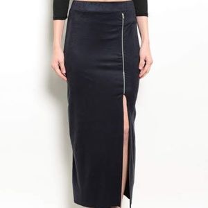Ankle Length Faux Suede Skirt